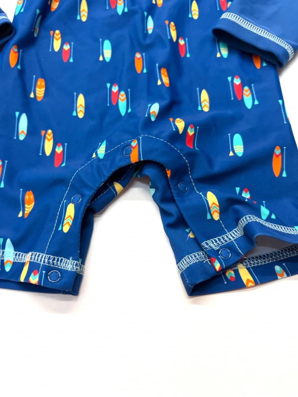 Little Me Blue Long-Sleeve Rash Guard Swimsuit with Surfboard Print